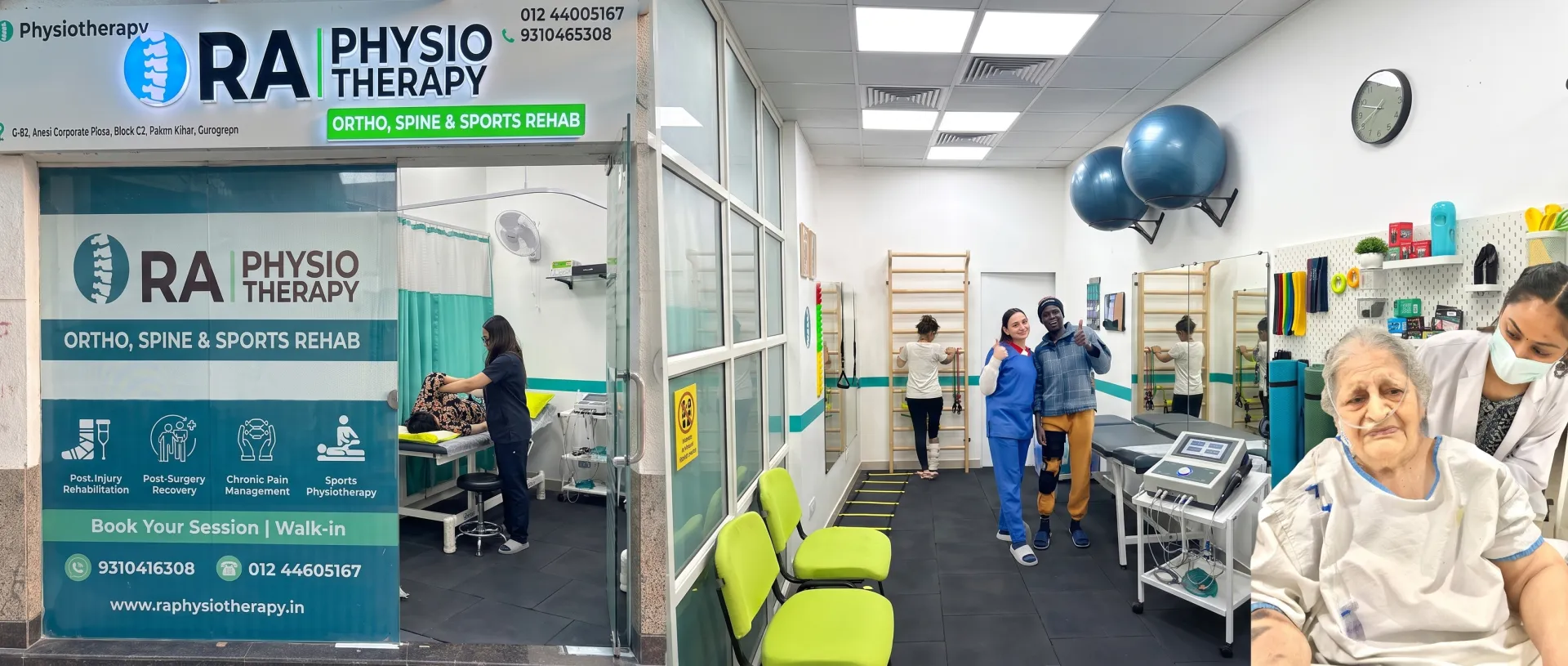 Physiotherapist assisting patient with spine and joint rehabilitation in Gurgaon